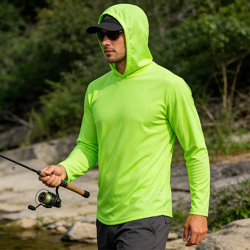 Men's Quick Dry Hooded Long Sleeve Polyester Shirt