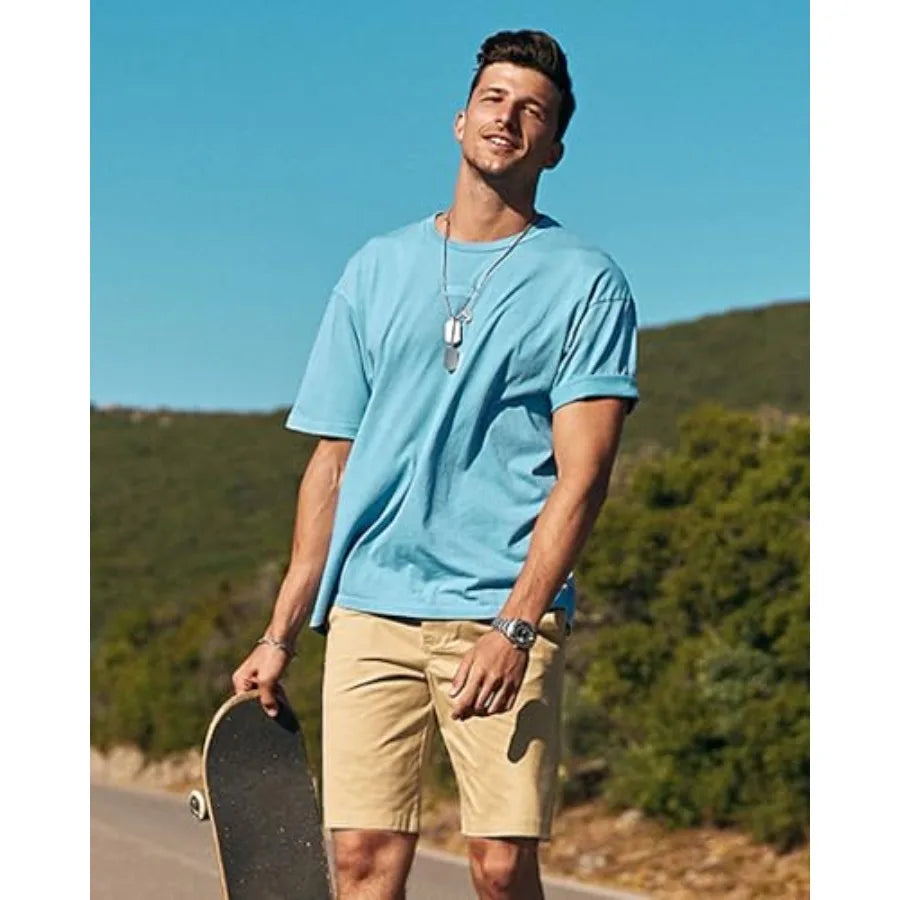 Men's Classic Fit Cotton Shorts With Elastic Waist And Pockets