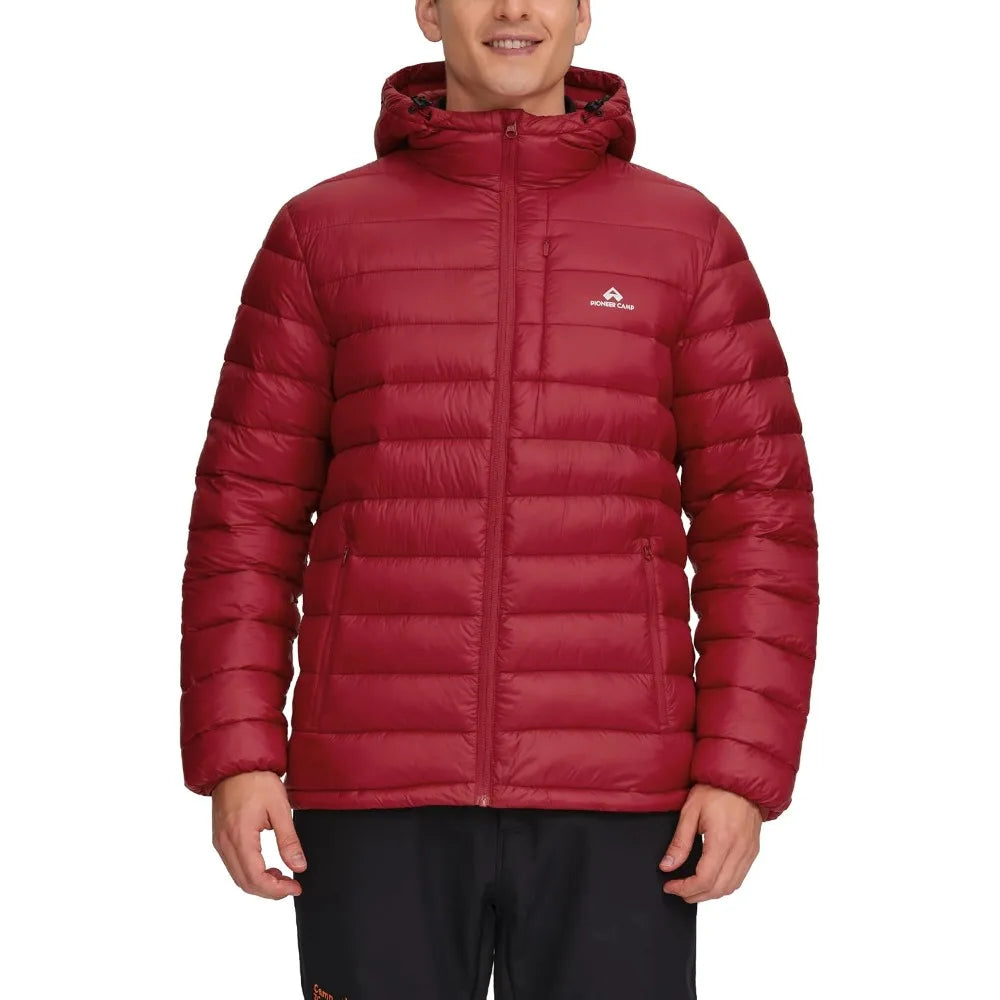 Pioneer Camp Men's Lightweight Hooded Packable Insulated Puffer Jacket for Hiking