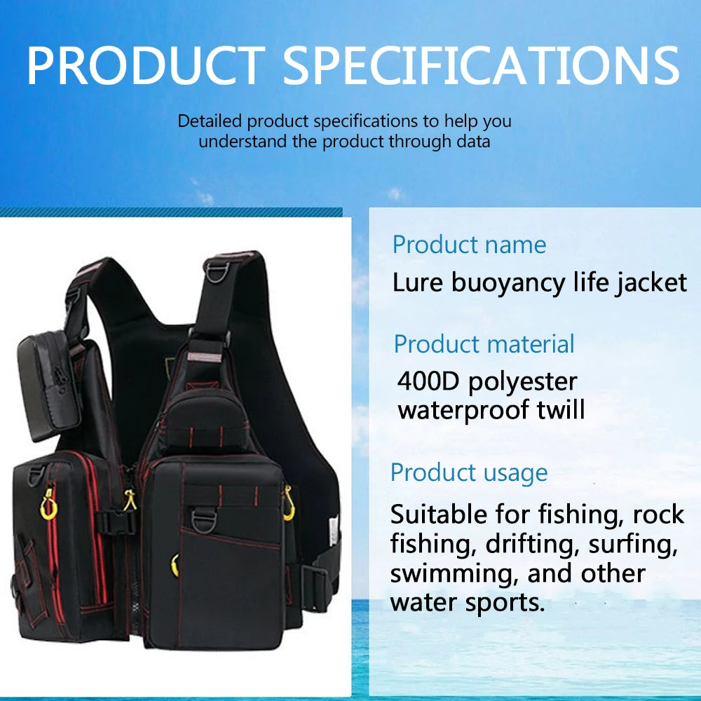 NONECN Outdoor Fishing Life Jacket Vest With Pockets Buoyant Material