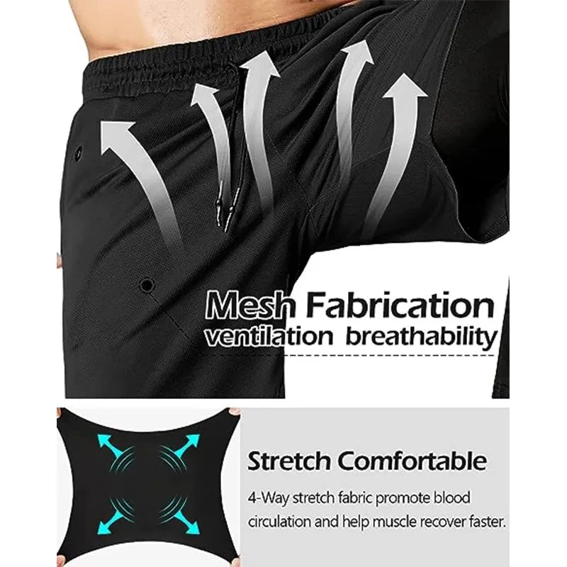 Double-deck 2 in 1Pants Men Sportswear Compression Leggings Gyms Male Trousers Casual Tracksuit Track Joggers Sweatpants Men