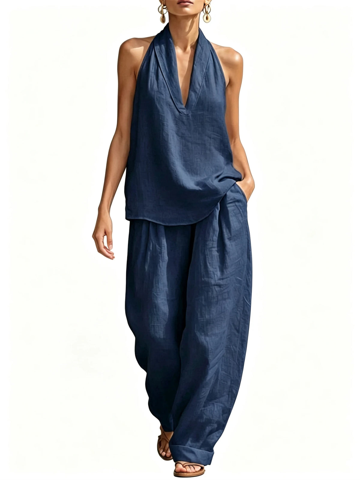 Women Oversized Two Piece Casual Top And Pants Summer Set