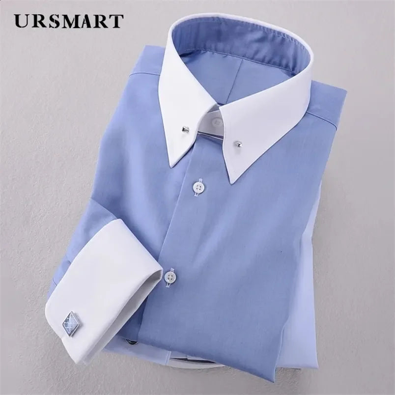 V Neck Long Sleeve Shirt For Business Formal Men Organic Cotton