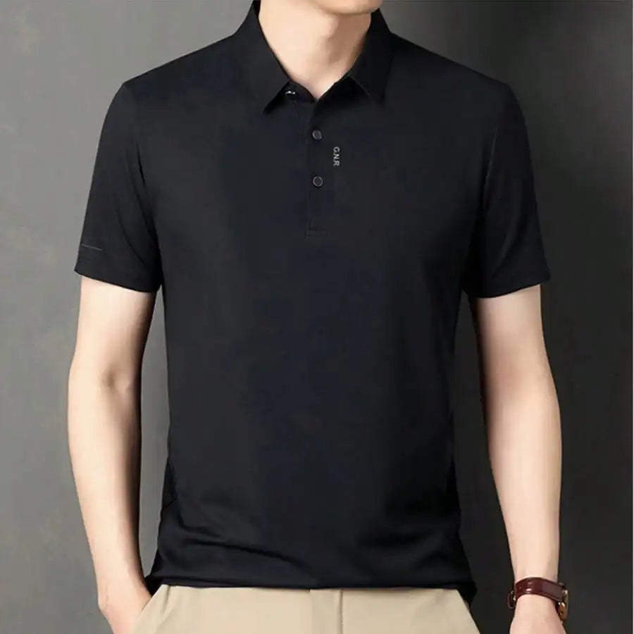 1-4Pcs Men's Solid Color Short Sleeve Polo Shirt, Quick Dry Breathable Business Casual Golf T-Shirt With Letter Print