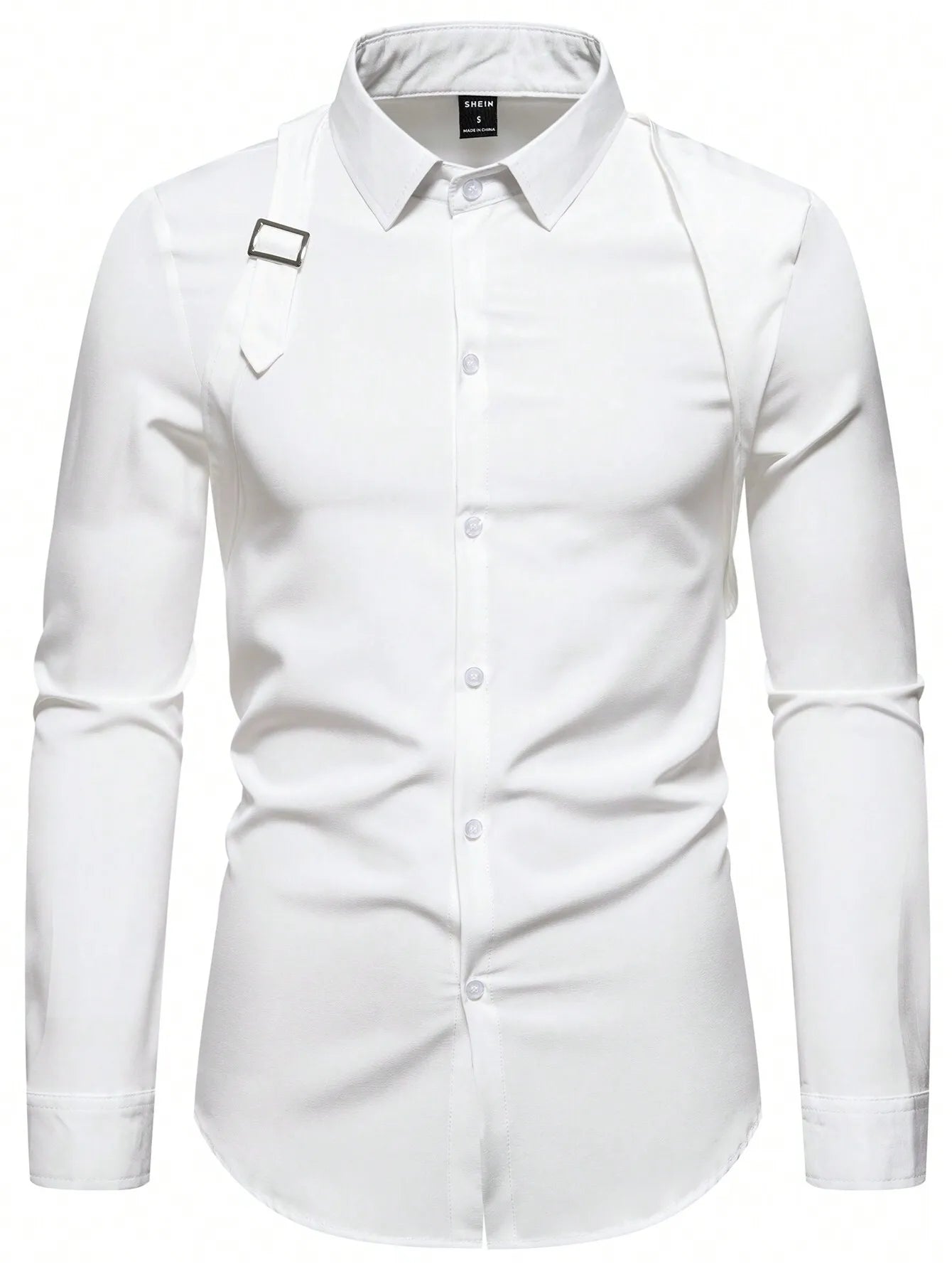 Men's Long Sleeve Shirt With Strap Detail Slim Fit
