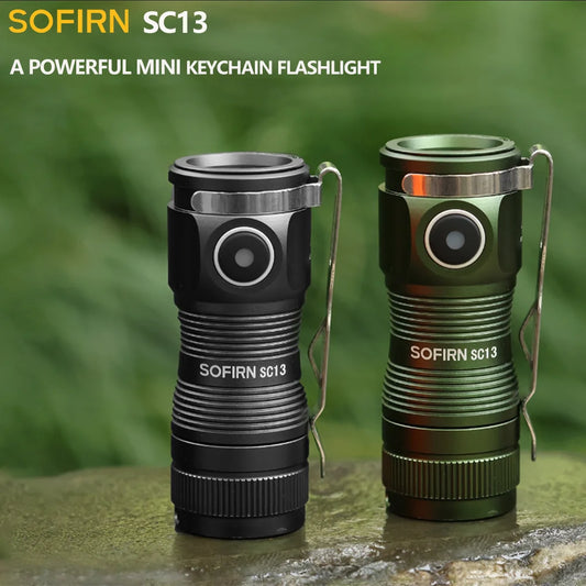 SOFIRN SC13 Mini Flashlight 1300lm Keychain Tactical 18350 6000K Black Green 519A/SST40 LED Emergency Torch