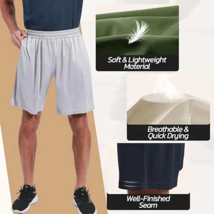 3 Pack Gym Basketball Mens Shorts Quick Dry Athletic With Pockets For Running