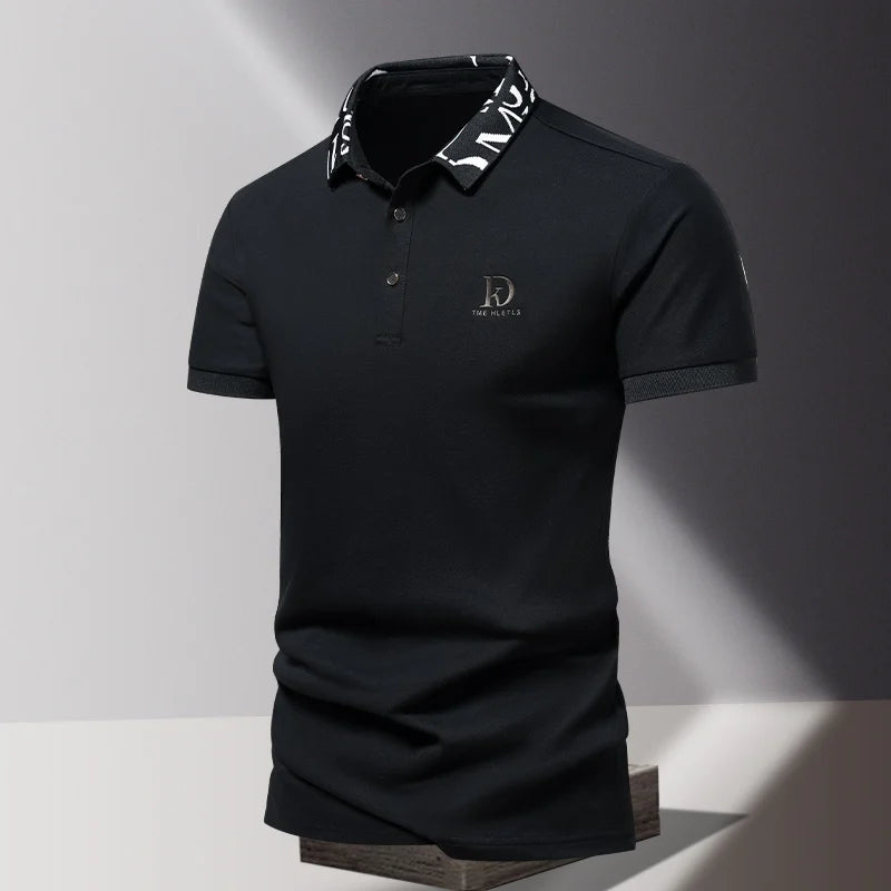 Summer men's POLO shirt fashionable ice silk quick drying short sleeved T-shirt solid color loose fitting business collar top