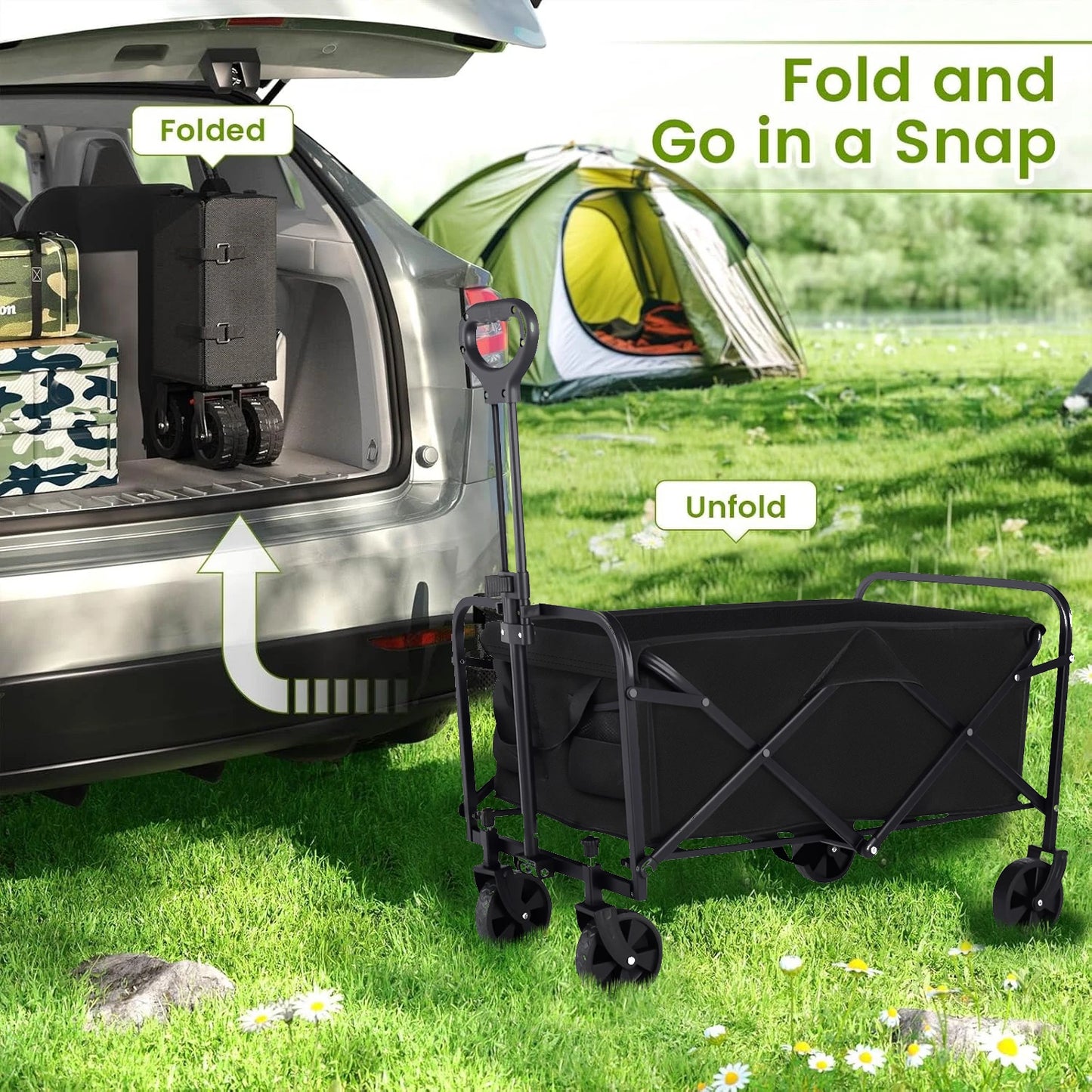 Heavy Duty Wagon Cart Foldable All Terrain Wheels Utility Wagon