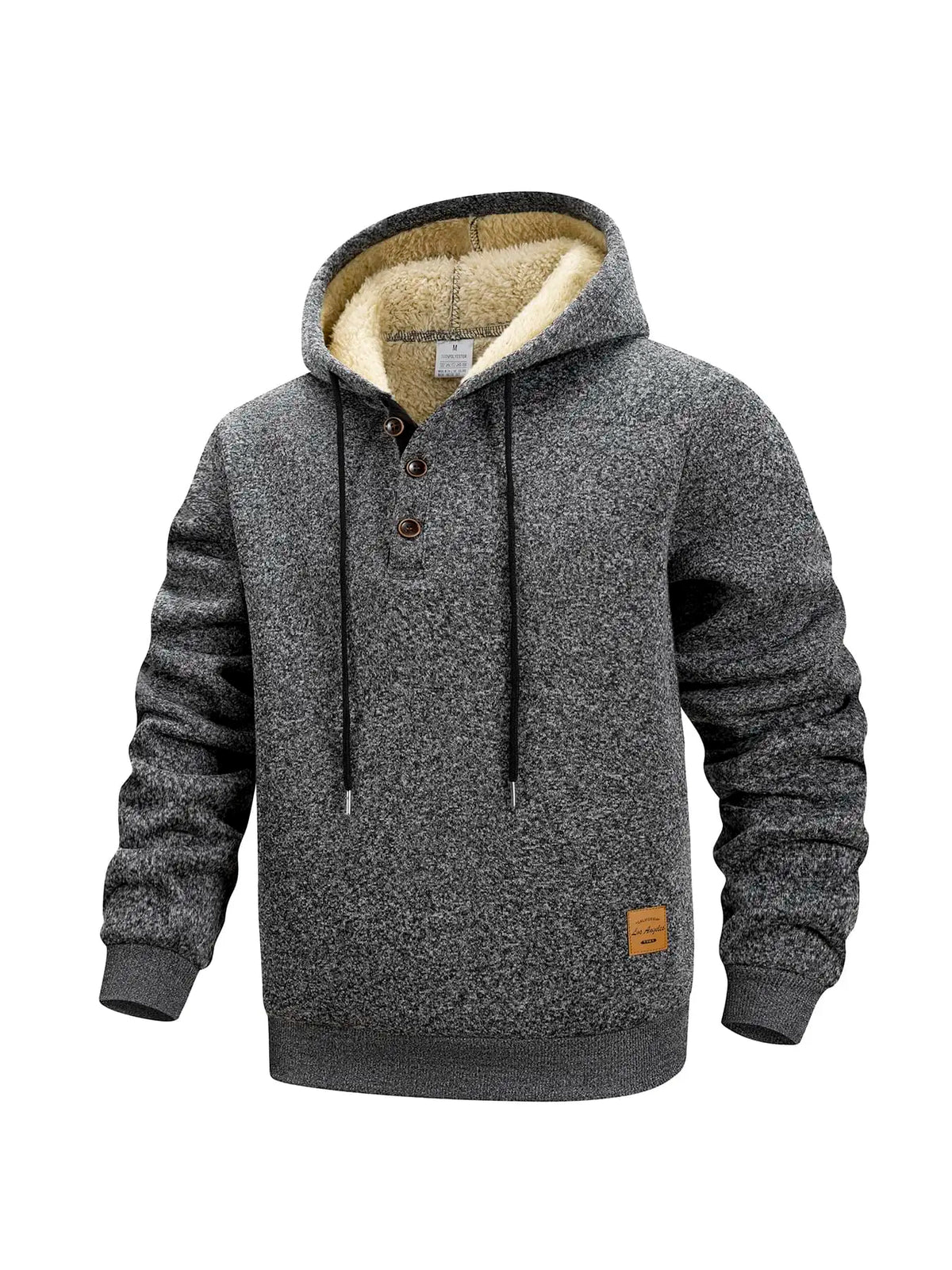 Men's Sherpa Fleece Lined Henley Hoodie Pullover Winter Sweatshirt