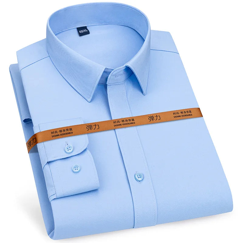Men's Slim Fit Dress Shirt Long Sleeve Free Ironing Breathable