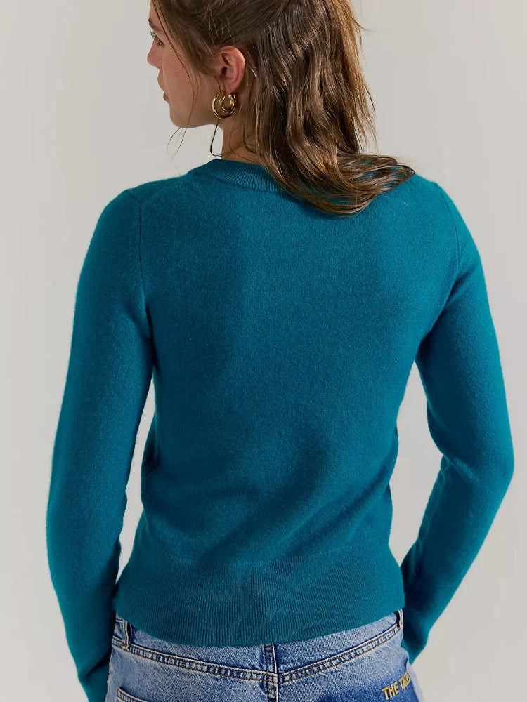 Women's Winter Wool Blend Pullover Sweater, Ribbed Sleeve Knitwear, Bohemian Style Casual Office and Shopping Fashion Sweater
