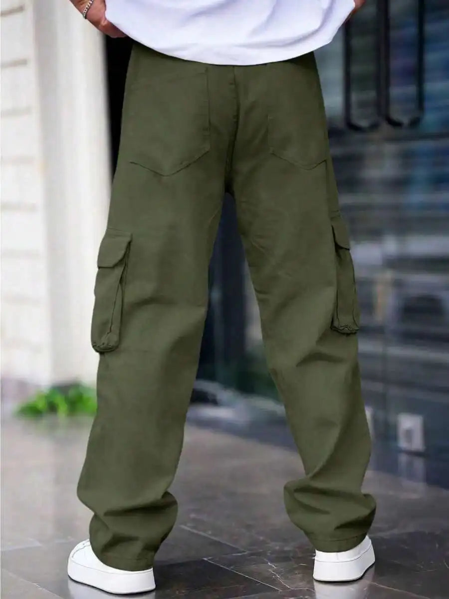 Men's Multi Pocket Casual Cargo Pants Loose Fit Summer