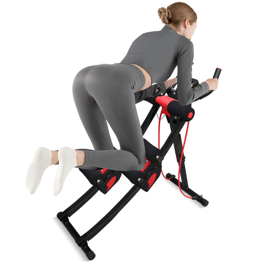 Foldable Abdominal Exercise Machine With Resistance Bands And LCD Display
