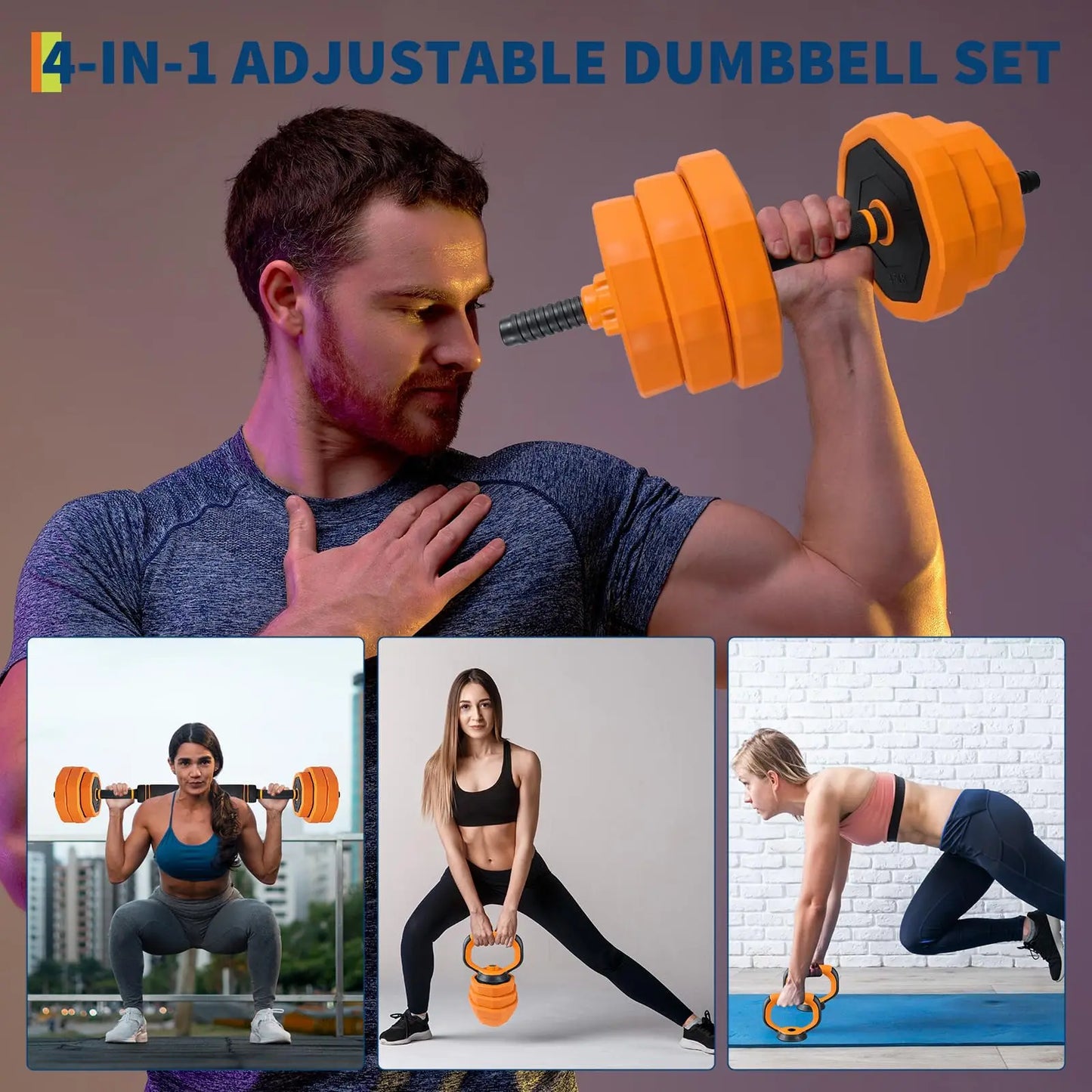 Adjustable Dumbbells Set For Home Gym 4 In 1 Multi Function