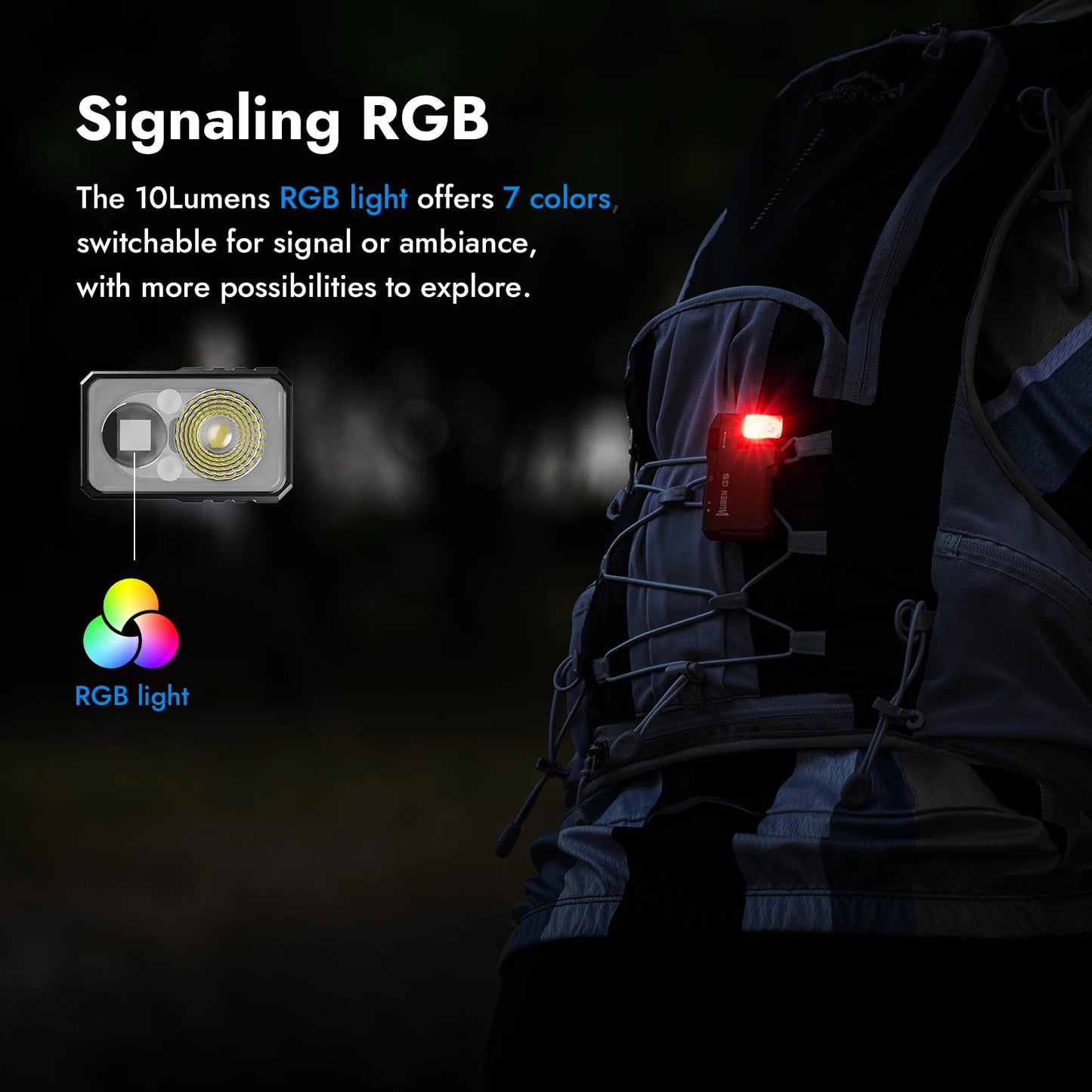 WUBEN G5 Rechargeable EDC Flashlight 400 Lumens Dual Light RGB