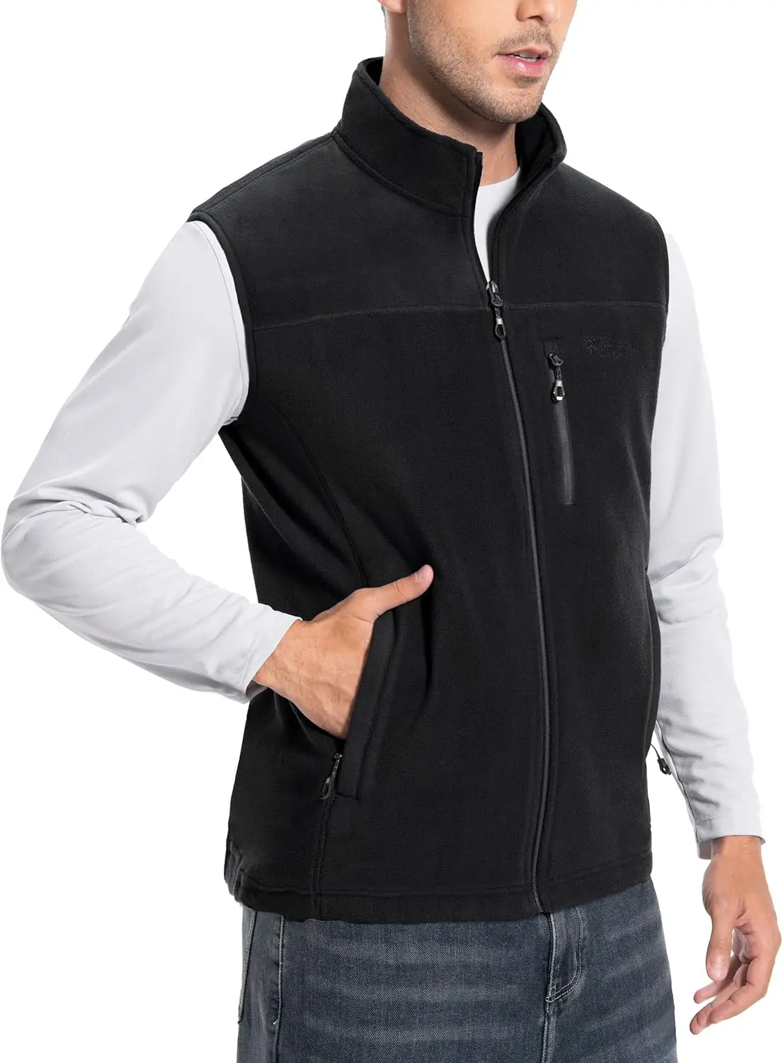 Pioneer Camp Men Lightweight Warm Polar Fleece Vest With Pockets
