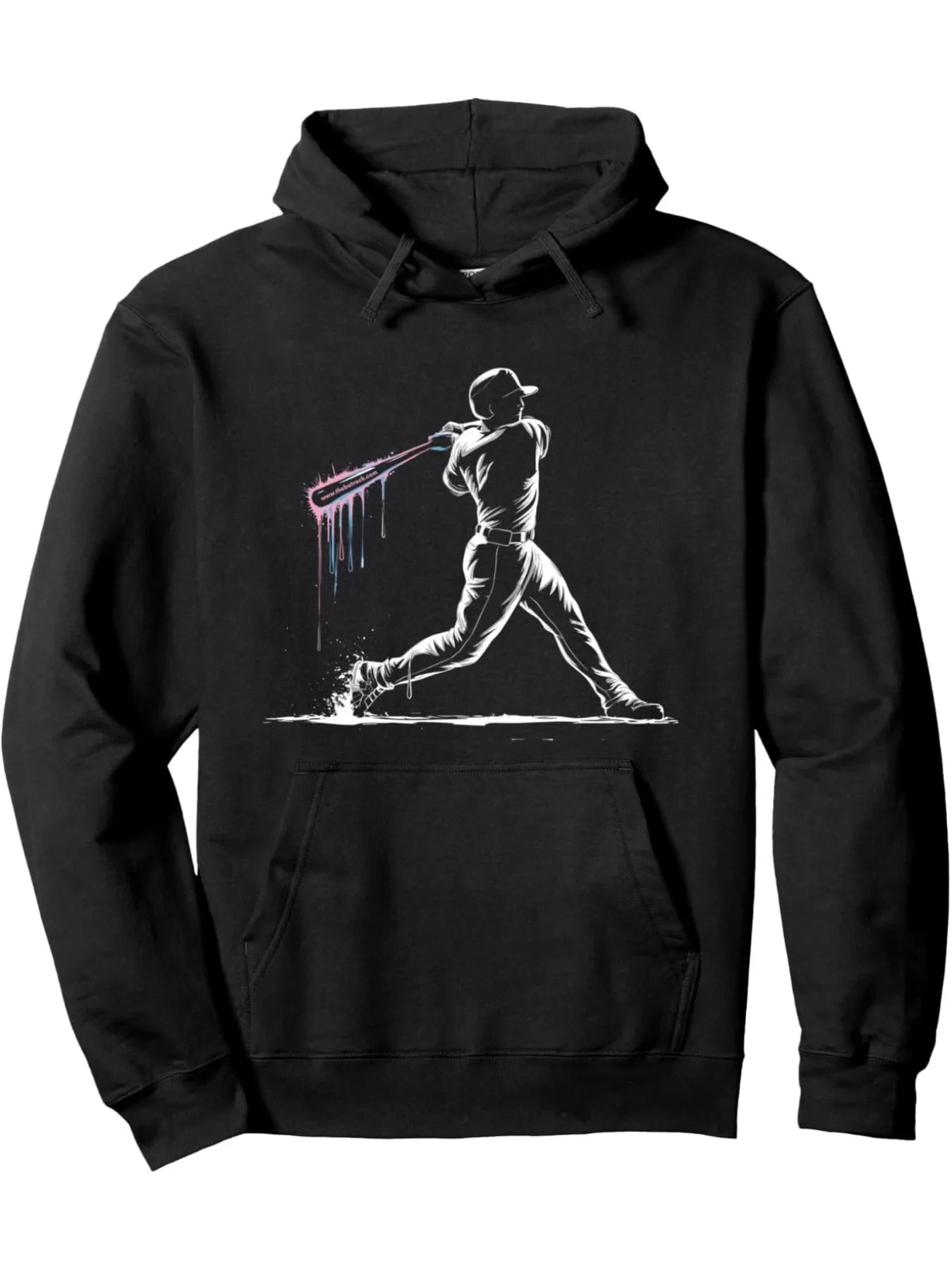 Baseball Player Drip Pullover Hoodie , Crew Neck Sweatshirt, Ultra Soft, Casual Loose Trendy Long Sleeve Hooded Sweats