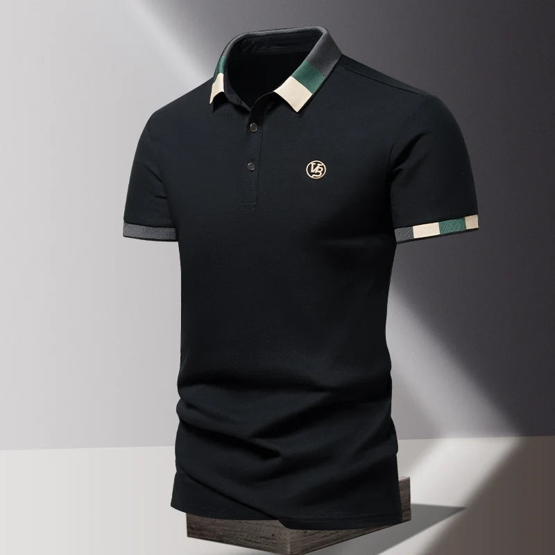 POLO shirt men's summer fashion ice silk quick drying short sleeved T-shirt solid color loose business collar pure cotton top