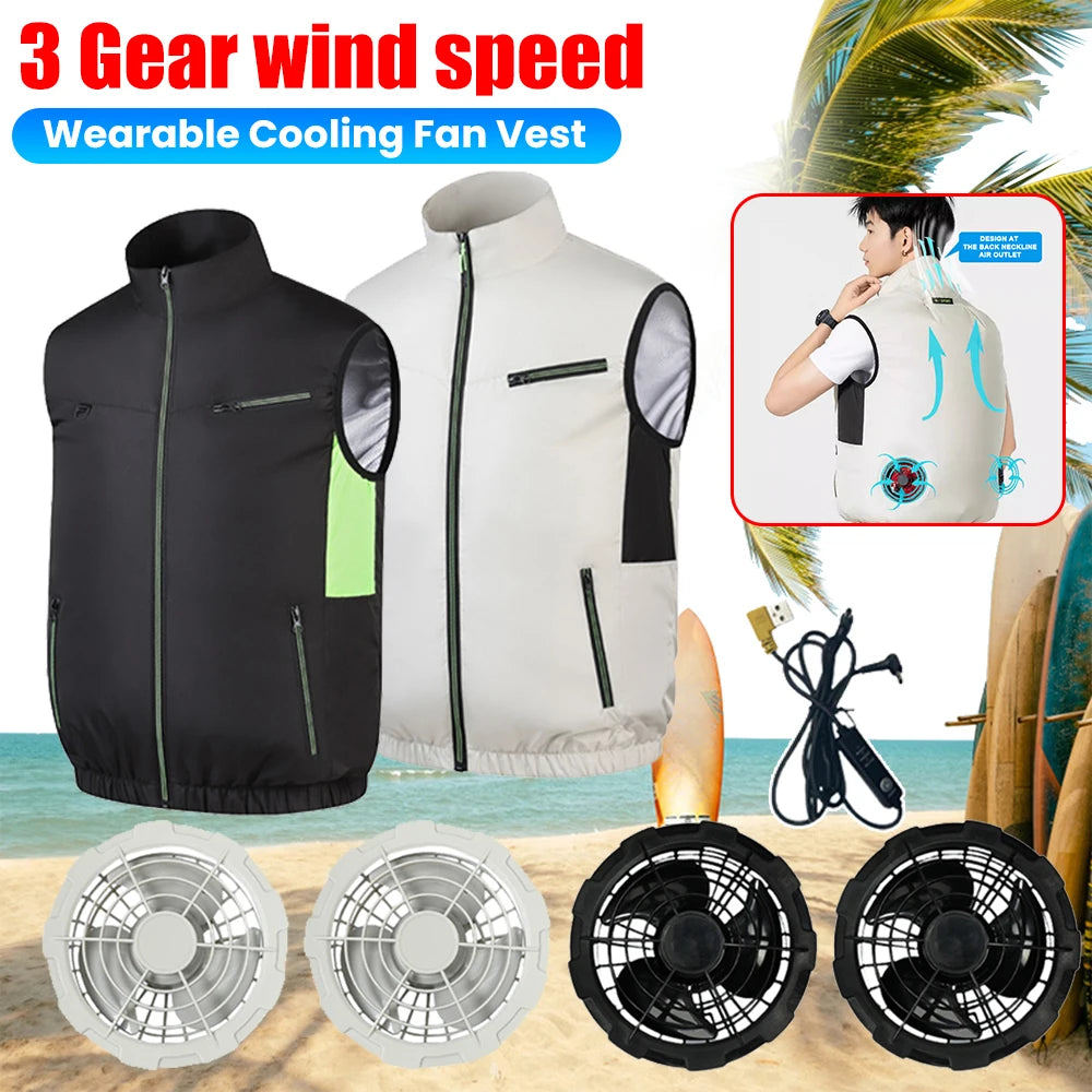 Portable Cooling Vest With Air Fan For Outdoor Work