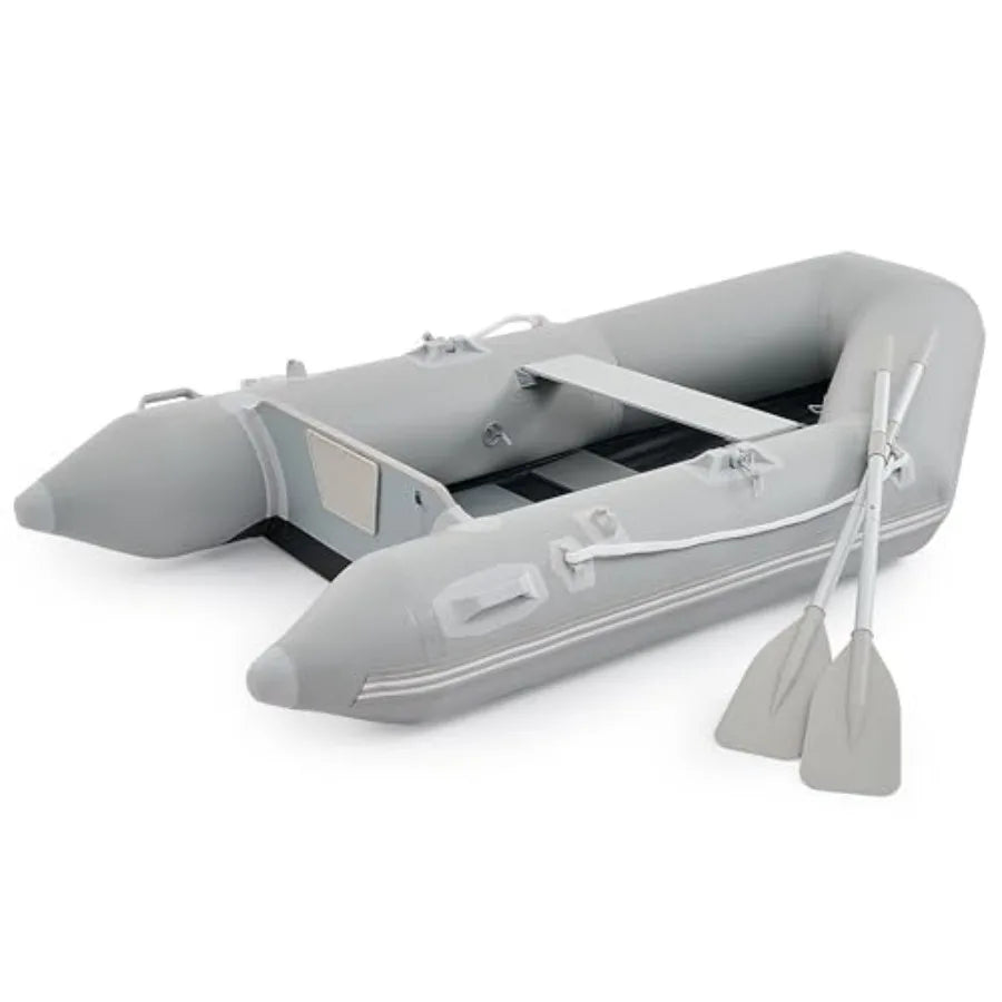 7.5ft Heavy Duty Inflatable Boat with Aluminum Floor Oars - 2 Person 660lb Capacity Dinghy for Fishing/Towing Includes Pump Tra