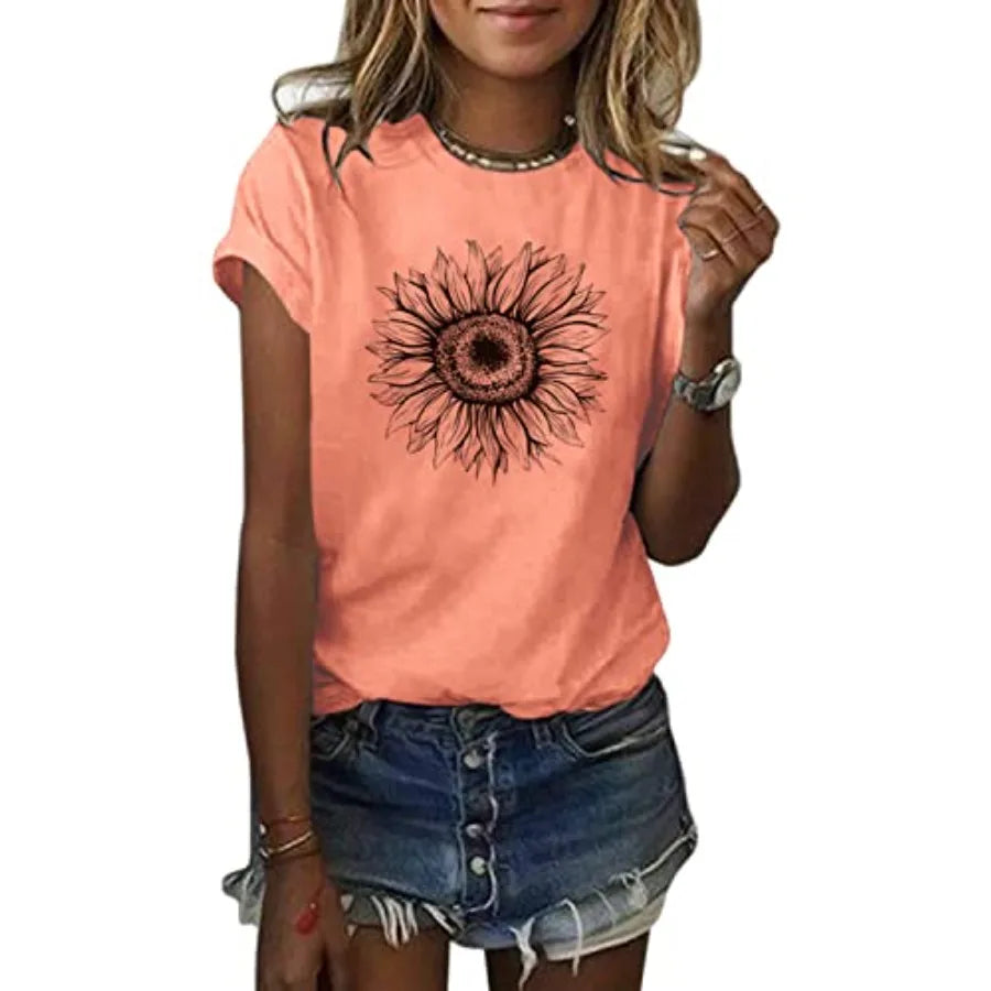 Sunflower Graphic Womens Short Sleeve Tee Relaxed Fit