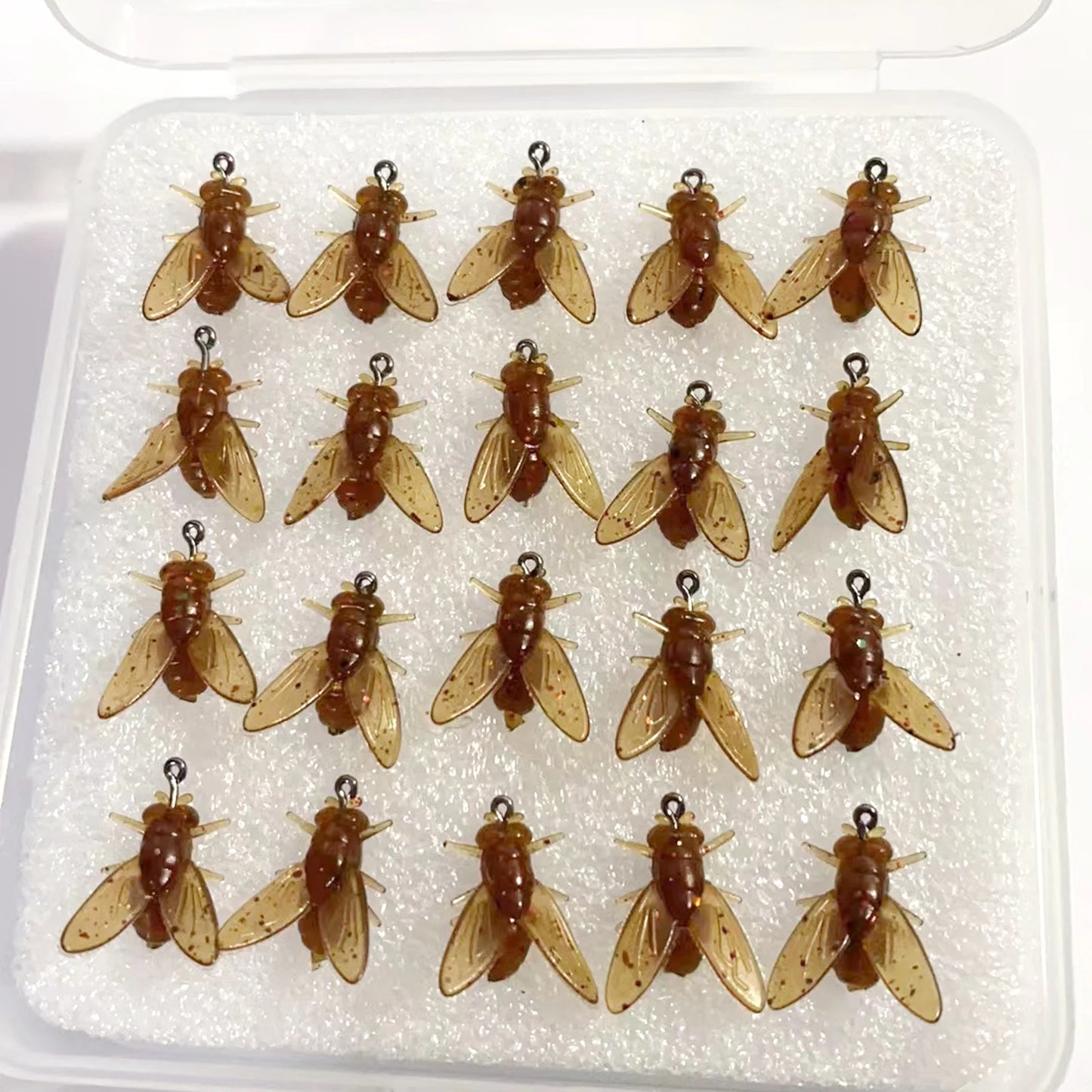20pcs Small Fly Hook Fishing Bait set Small Sharpened Hook Dry Wet Color Bionic Fly Suitable for All Kinds of Waters
