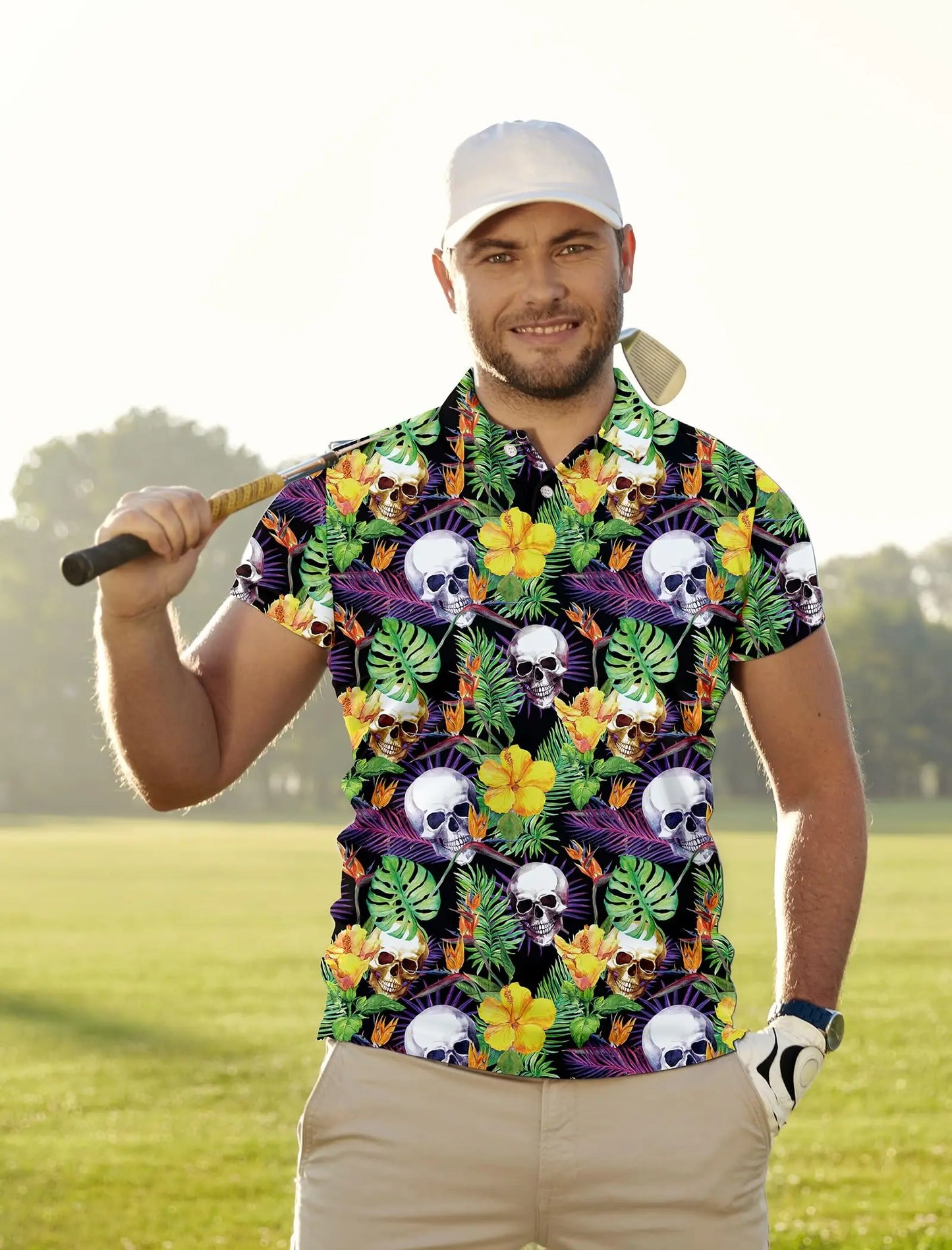 Men's Golf Shirt Hawaii Golf Polo Shirt Tennis Sports T-shirt Soft Breathable Elastic Fabric Short Sleeve