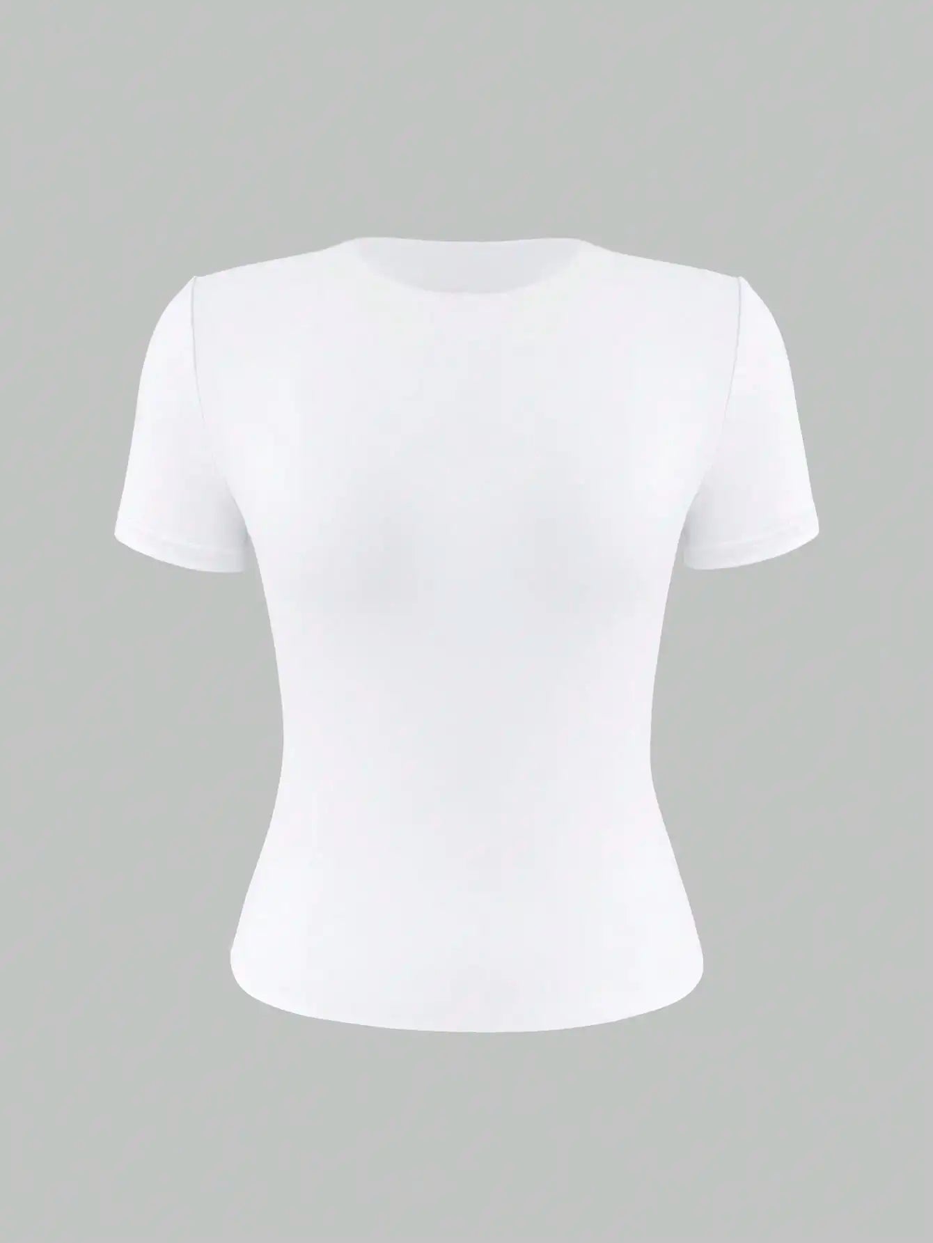Womens Round Neck Short Sleeve Fitted T Shirt For Summer