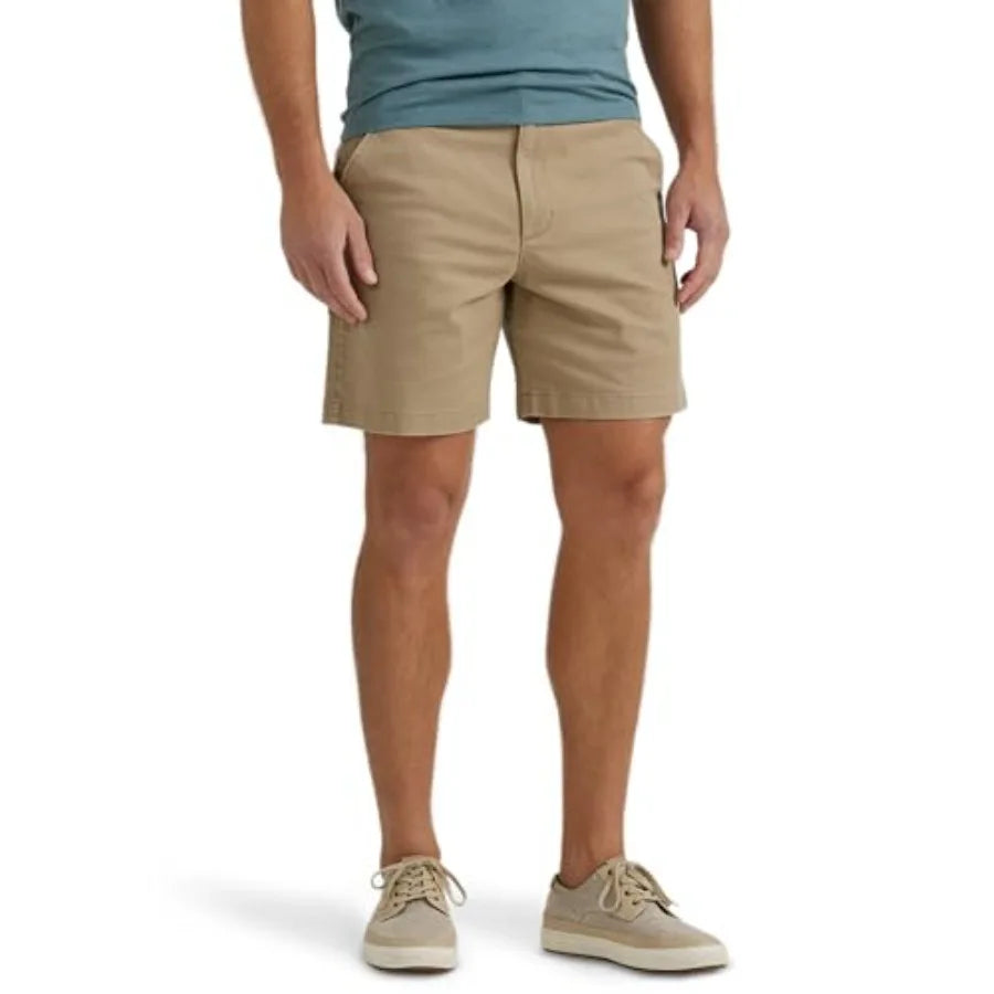 Men's Flat Front Shorts Knit Cotton Polyester For Summer