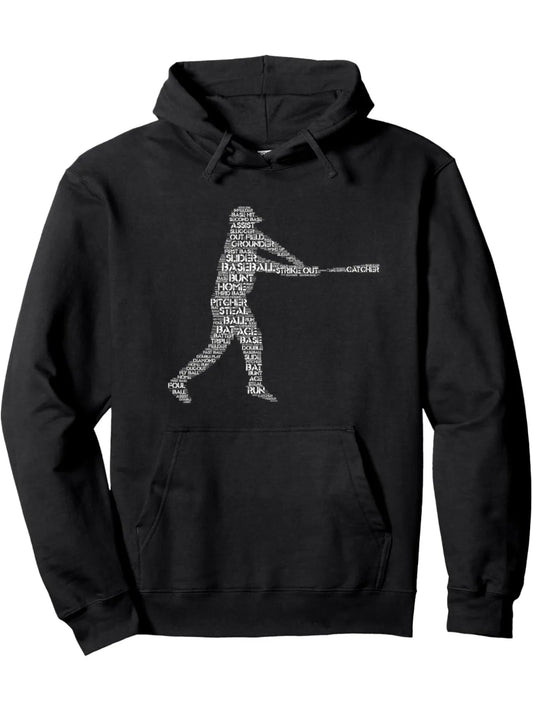 Baseball Player Pullover Hoodie for Teens, Crew Neck Sweatshirt, Breathable, Casual Loose Trendy Long Sleeve Hooded Sweats