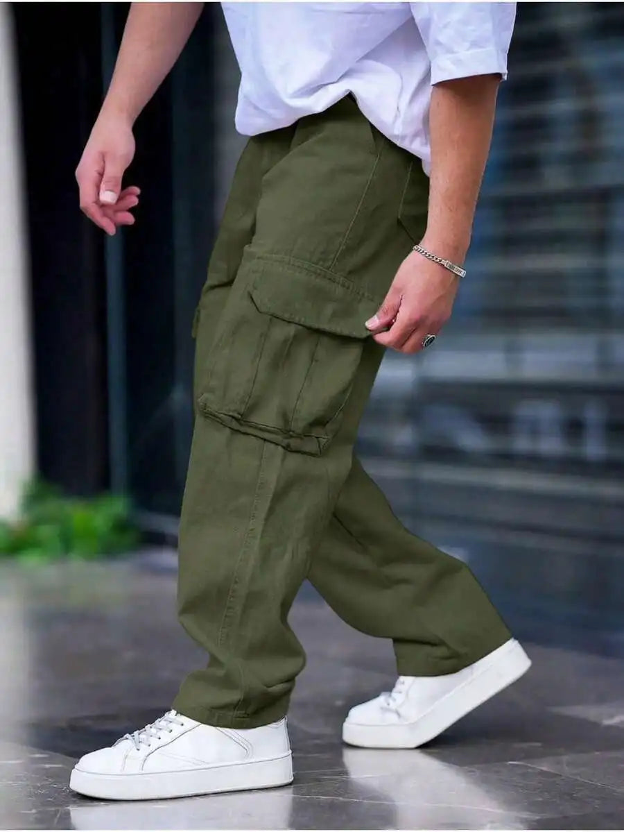 Men's Multi Pocket Casual Cargo Pants Loose Fit Summer