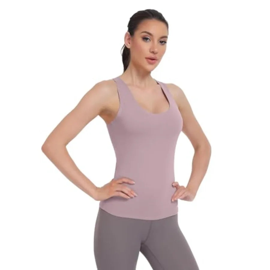 HOPLYNN 4 Pack Women's Racerback Workout Tank Top Crop Athletic Running Gym Yoga Active Sports Tops Shirts for Women