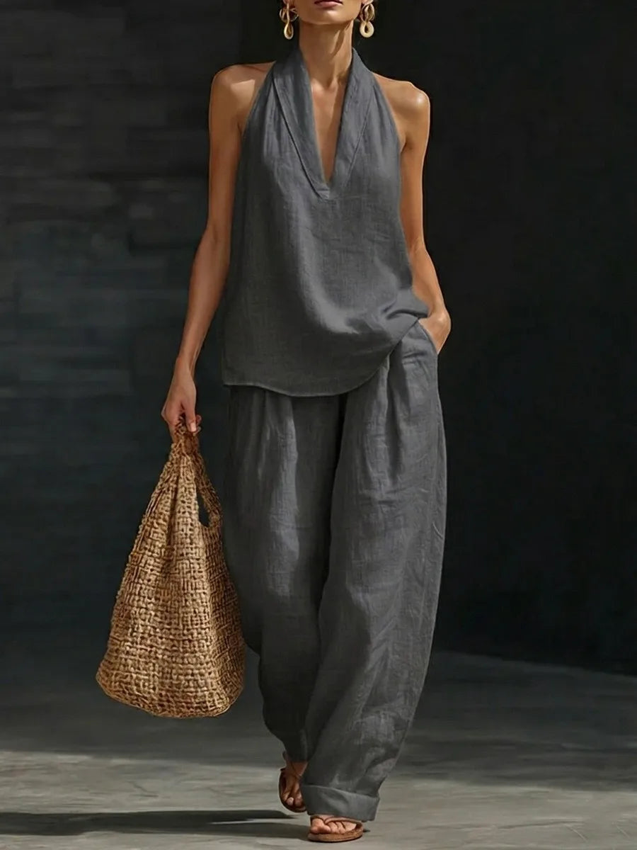 Women Oversized Two Piece Casual Top And Pants Summer Set