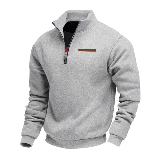 American autumn and winter heavy fleece long-sleeved men's sweater half zipper loose stand-up collar pullover men's 2028