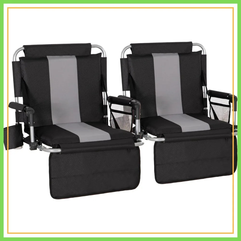 Folding Stadium Seat with Cup Holder, Mesh Bag, and Back Support - Portable Bleacher Chair for Outdoor Events