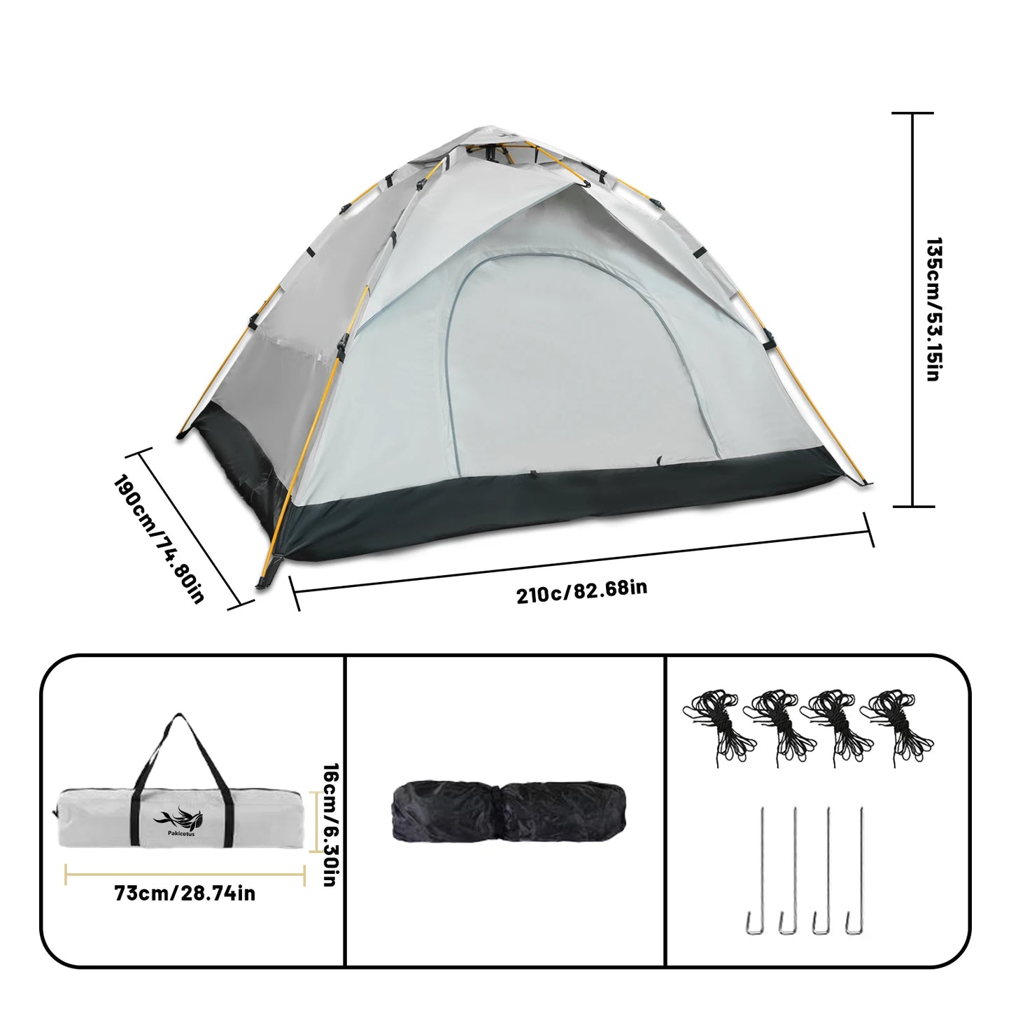 Pakicetus Windproof Camping Tent For Family Travel Easy Setup