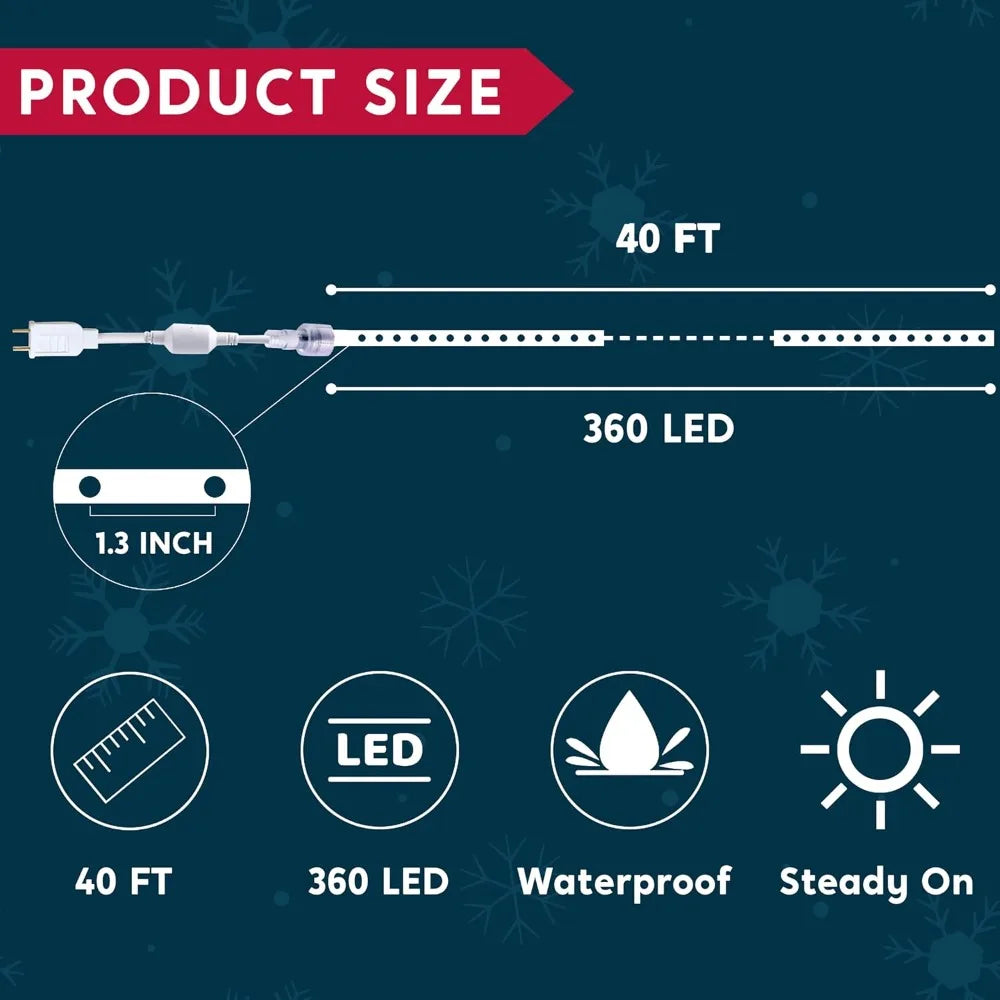 Joyfy Waterproof LED Candy Cane Rope Light For Holiday Decoration