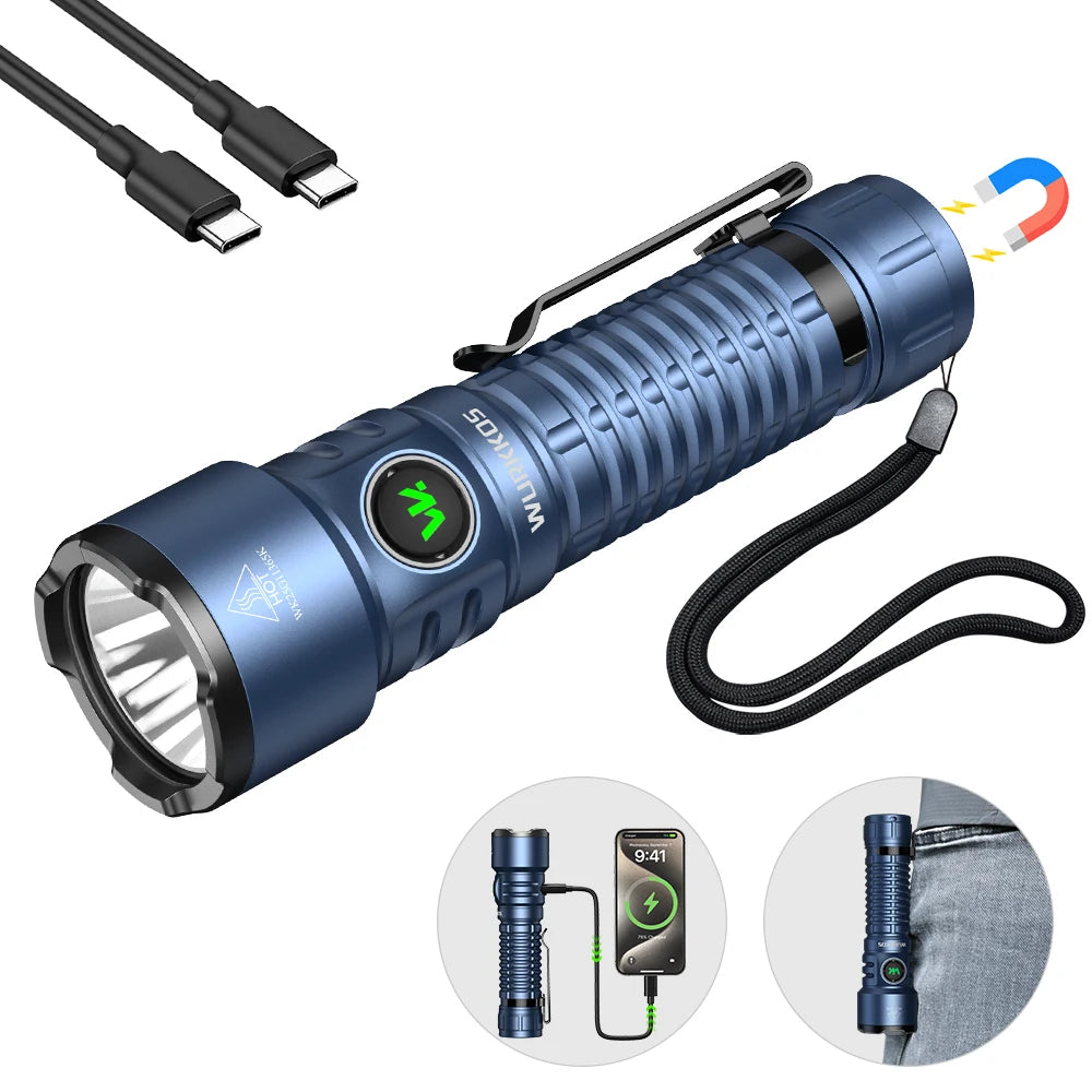 Wurkkos TS28 EDC Flashlight 3200 lm Rechargeable 21700 Battery 506m Beam Distance Magnetic Tail Cap Self-Defense Flashlight
