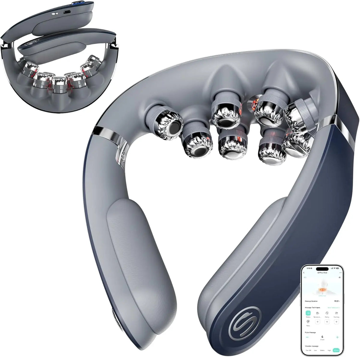 Cordless Foldable Neck Massager With Heat And Vibration For Travel