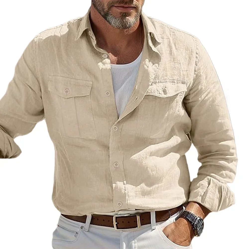 Men's Casual Cotton Linen Hawaiian Shirt Breathable Everyday Wear
