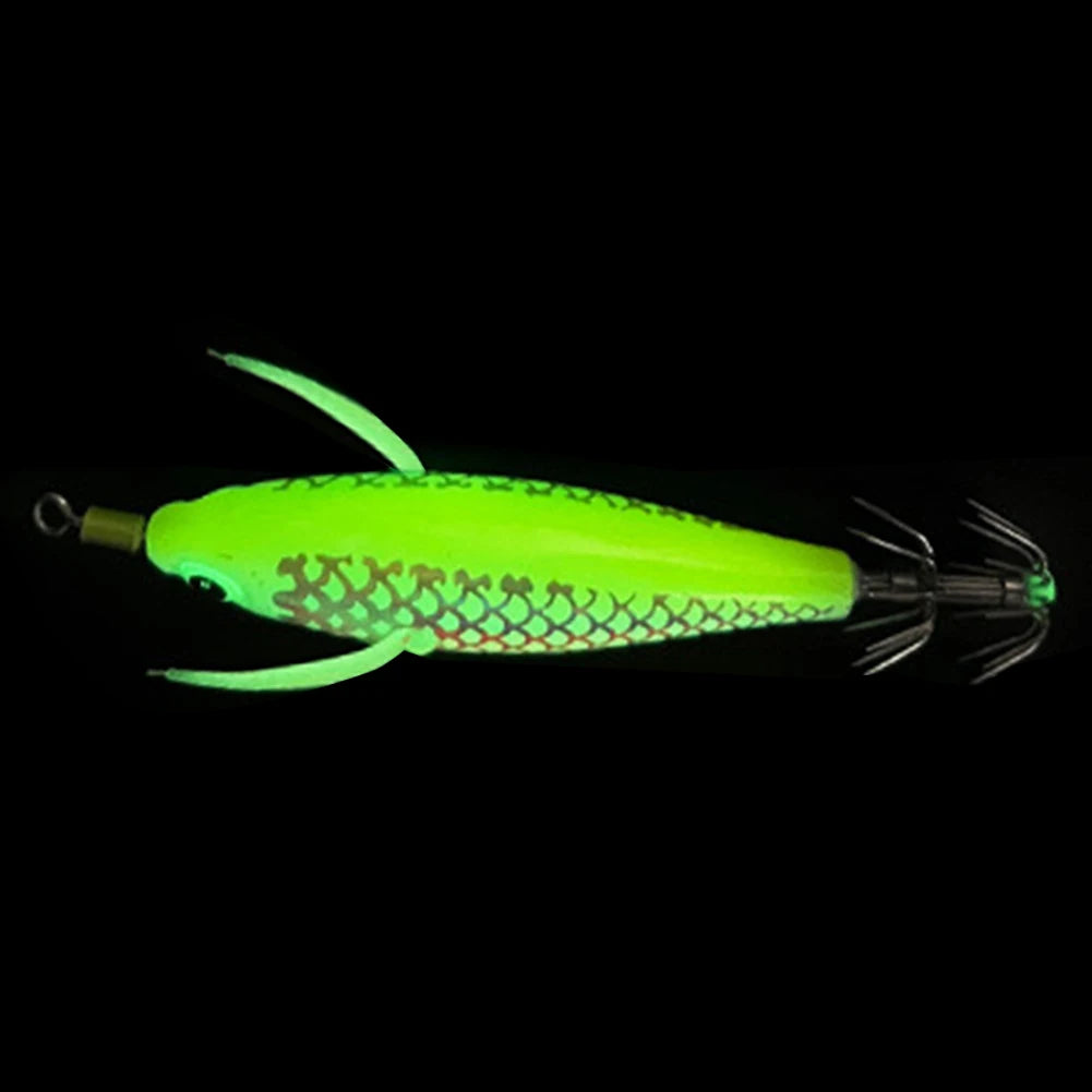 Luminous Squid Hook Squid Fishing Lure with 3D Eyes Cuttlefish Attracting Lure Glow In The Dark Squid Bait for Night Fishing