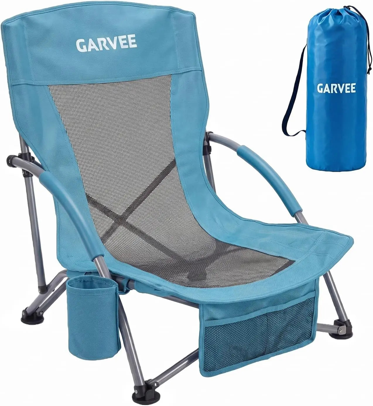 HiMISS High Back Beach Chair Folding With Cup Holder