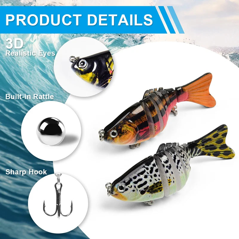 Lifelike 7-Segment Swimbait Lures, 3-Piece Set for Freshwater and Saltwater