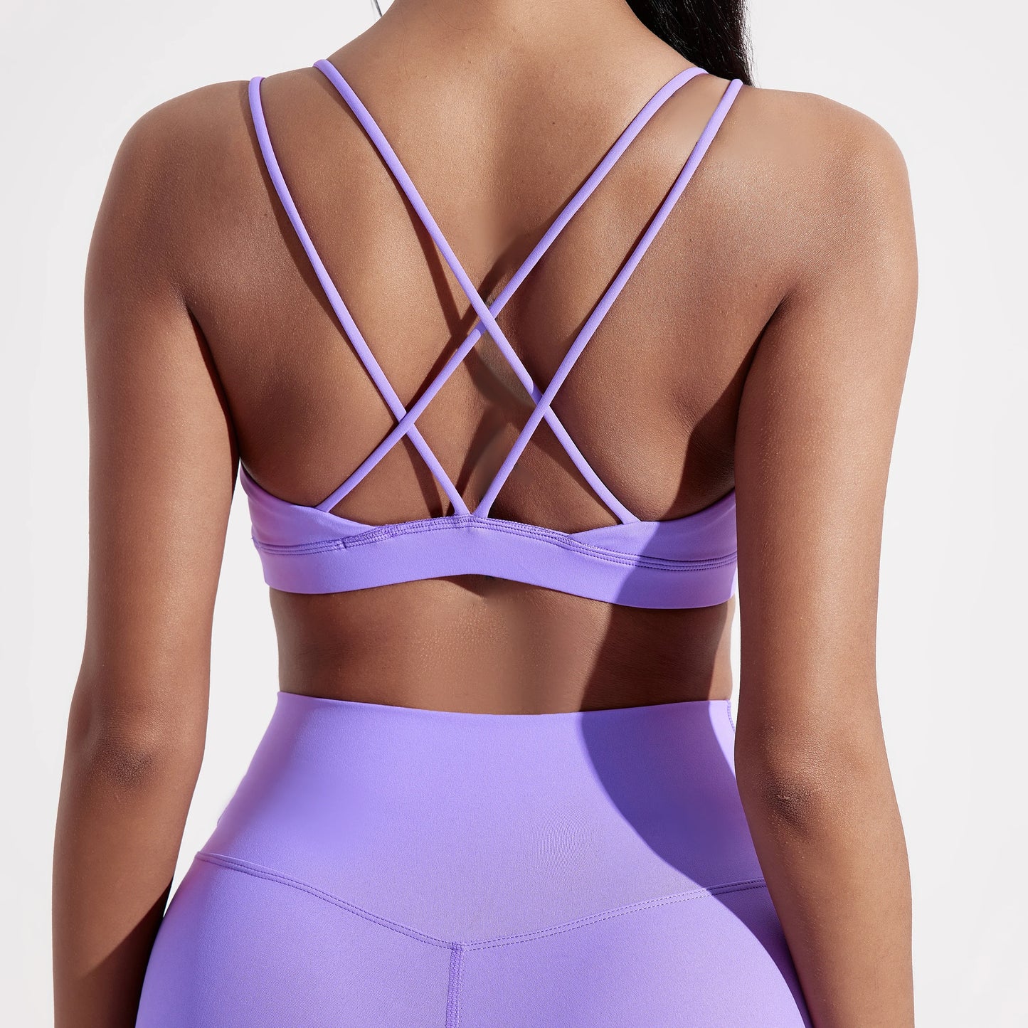 Women's Breathable Sports Bra With Chest Pad And Cross Detail