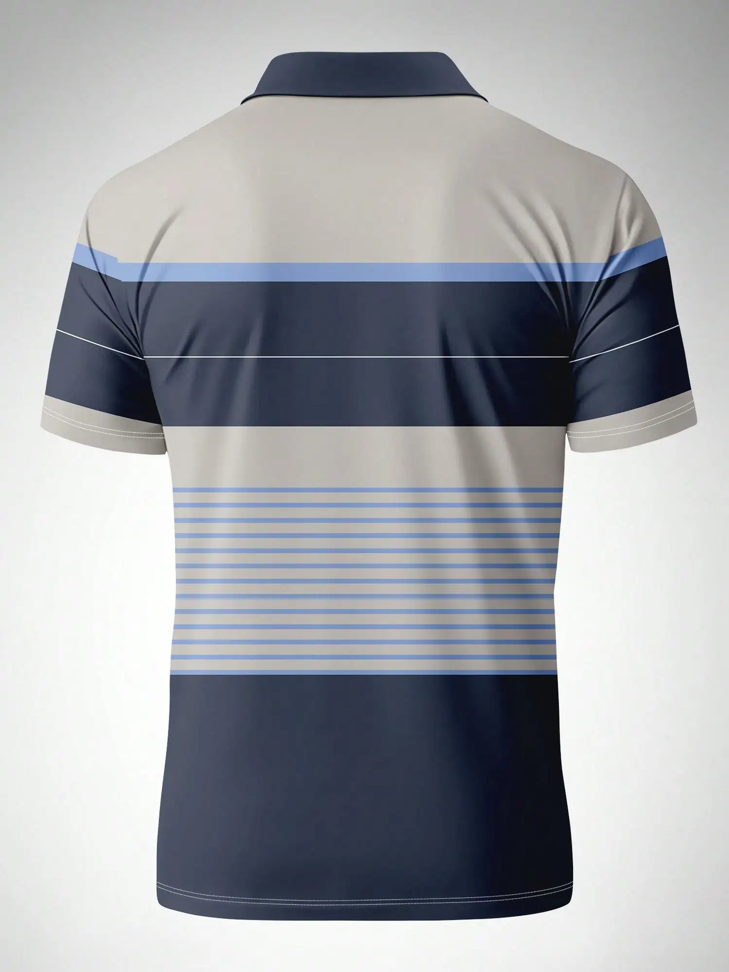 Men's Casual Striped Short Sleeve Polo Shirt with Horse Logo