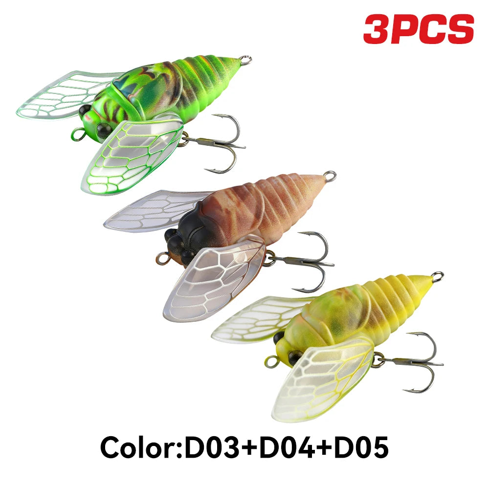 Kingdom Cicada Fishing Lure Set 3 Pcs Topwater Crankbait