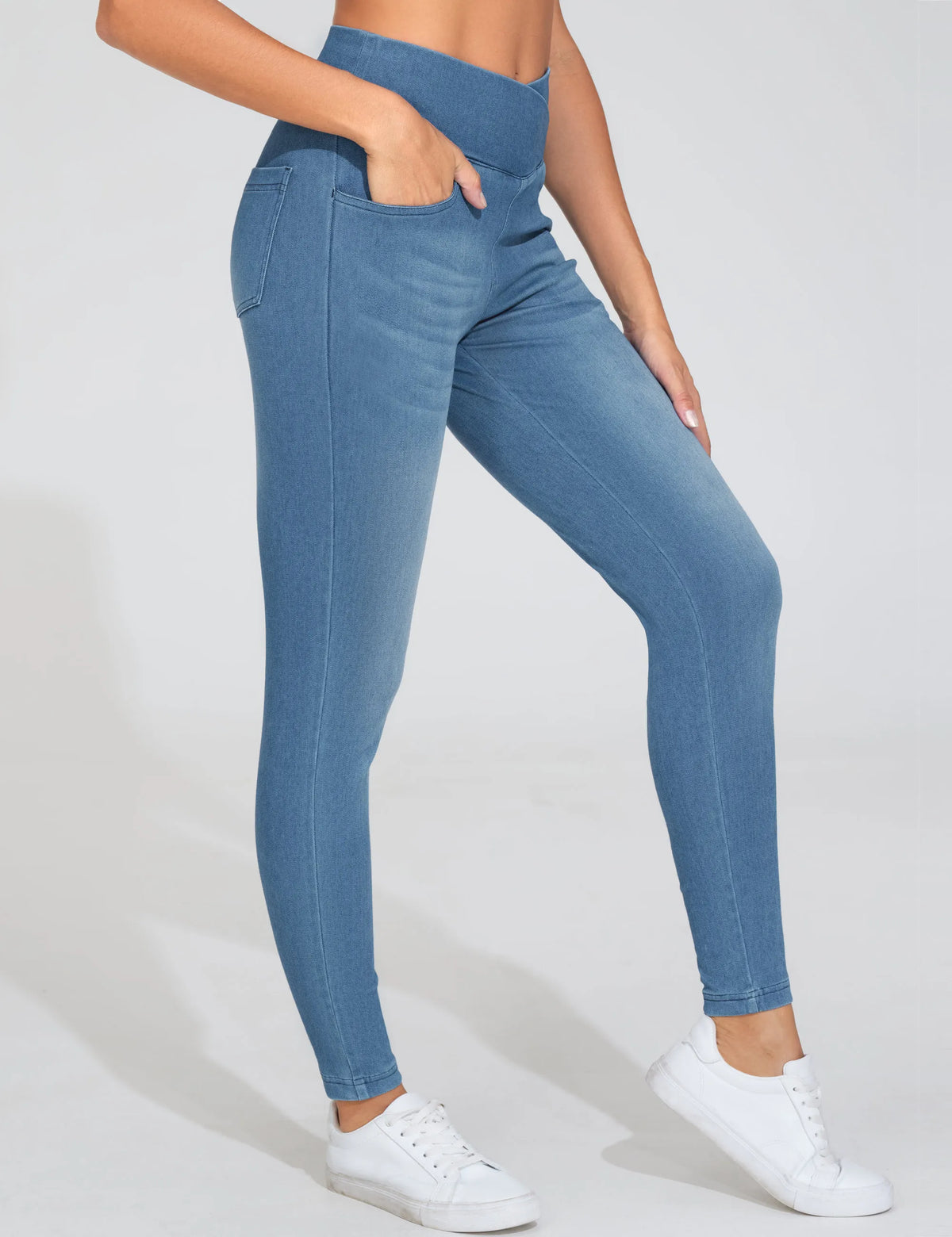 THE GYM PEOPLE Women's High Waisted Stretch Denim Jeggings
