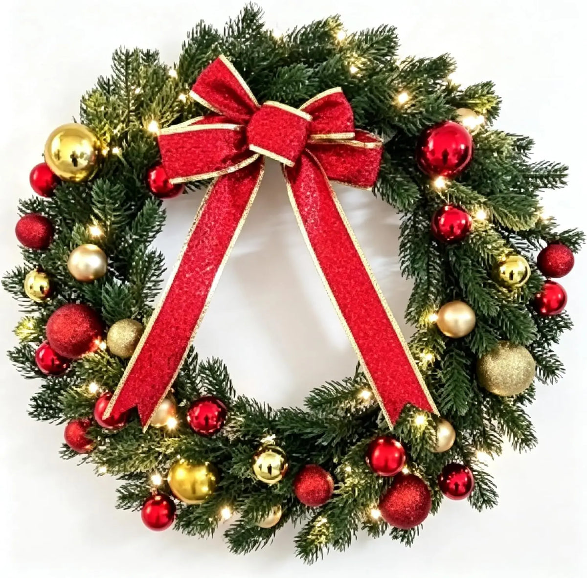 Twister Christmas Wreath With Bows And Ball Ornaments Holiday Decor
