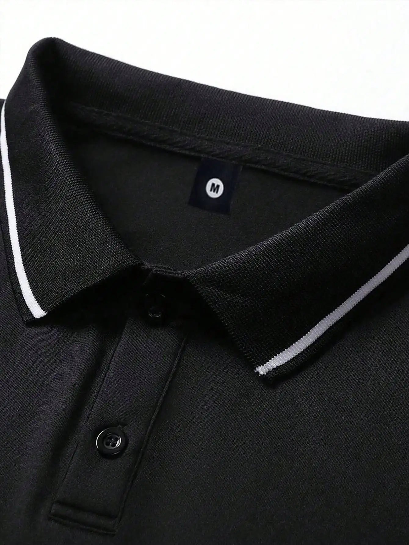 Men's Black Long Sleeve Polo Shirt, Regular Fit, Lightweight Casual Top for Spring Autumn
